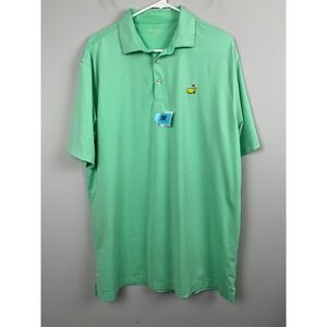 Masters Tech Mens Polo Shirt Size‎ Large Green Stripe Augusta National Golf Logo